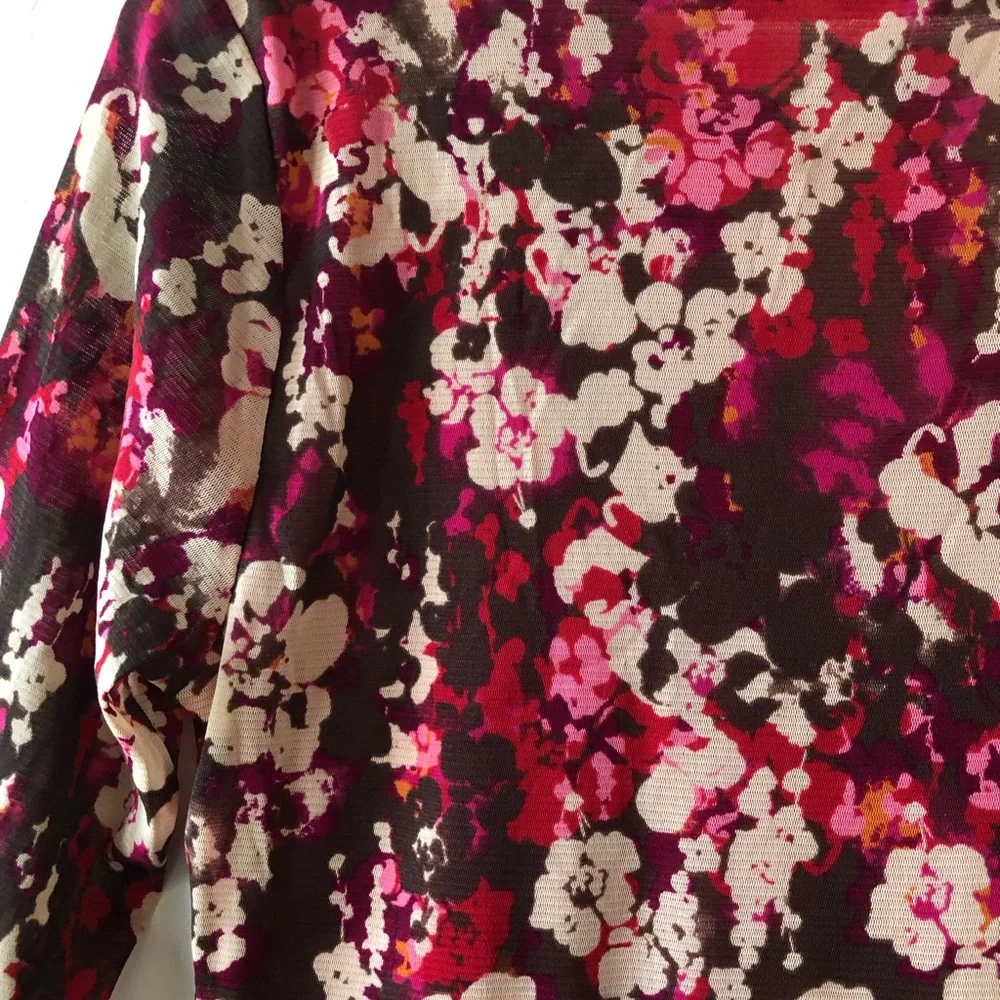 LIZ & CO Womens Semi Sheer Lined Semi Loose Top Size Medium 3/4 Sleeves - Picture 8 of 12